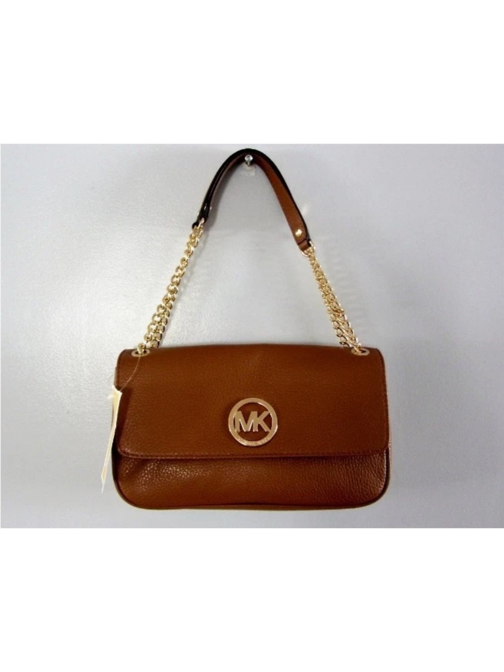 Michael Kors Fulton Acorn Brown Small Shoulder Flap Leather Bag